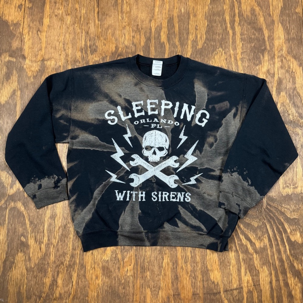 Sleeping With Sirens Bleached  Sweatshirt Large Black Distressed Band Punk Emo